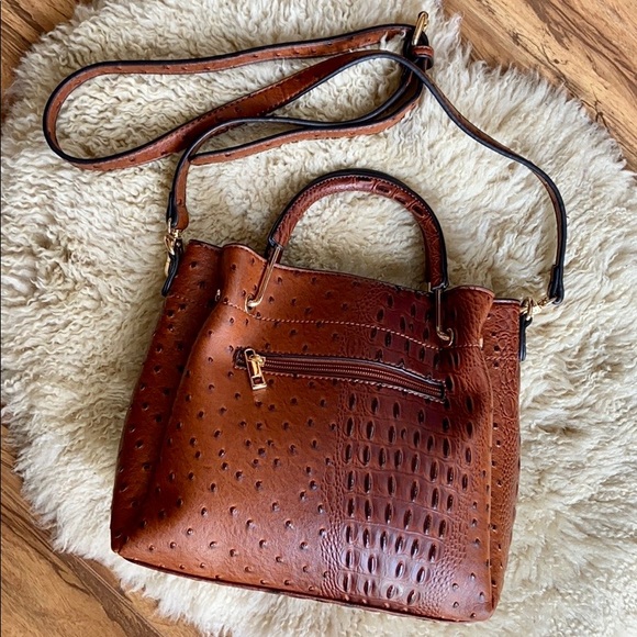 Handbags - Vegan Ostrich Leather Gold Hardware Handbag